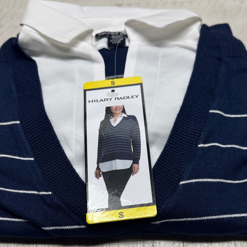 Hilary radley V-Neck Sweater with White Collar
